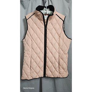 Calvin Klein Womens Quilted Light Pink Vest XL Polyester Blend Outerwear With Zi